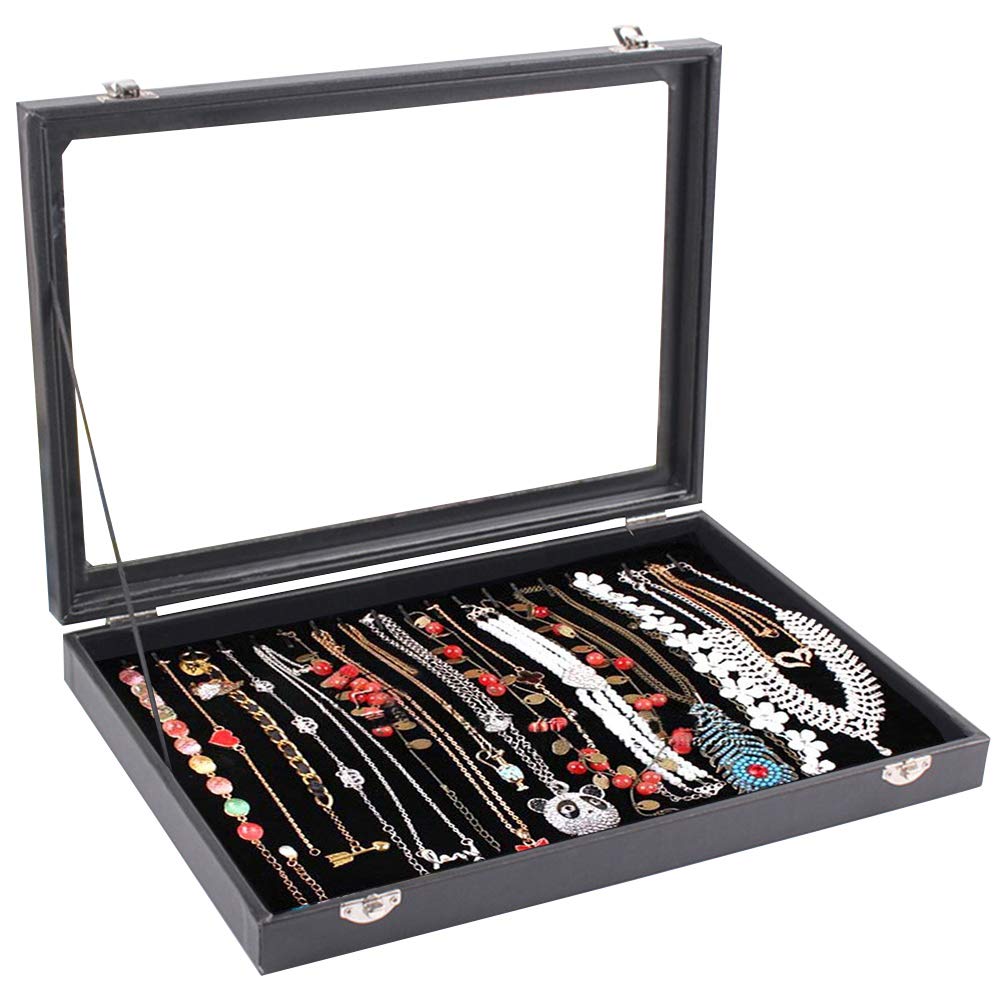 Wudygirl 20 Hooks Necklace Tray Storage Box Jewelry Display Stackable