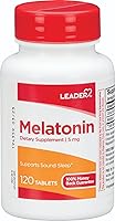 Vista 8 de Leader Tabletas de melatonina de 3 mg de 100 ct. Apoya el sueño relajante y los ciclos de sueño saludable