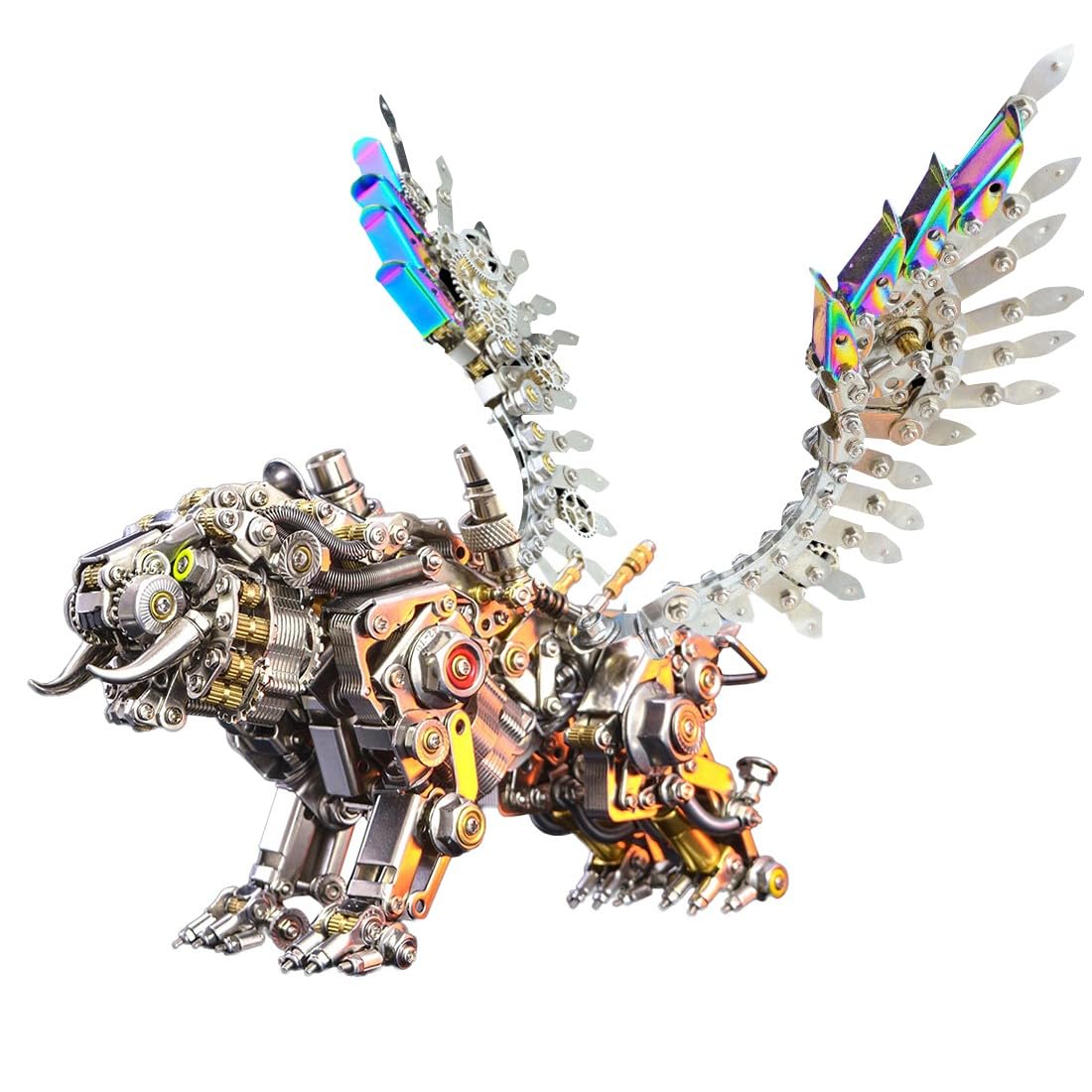 Meiurlex Puzzle in metallo 3D per adulti, fai da te in metallo Bengal Tiger con Wing 3D Puzzle in metallo, kit di costruzione Steampunk, taglio laser, modello di decorazione, 700 pezzi