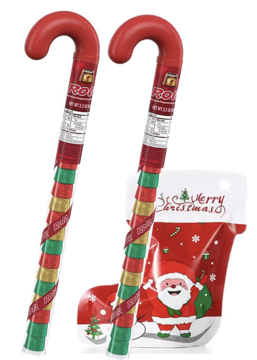 Amazon.com : Holiday Chewy Caramels in Milk Chocolate Candy Cane 2-Pack ...