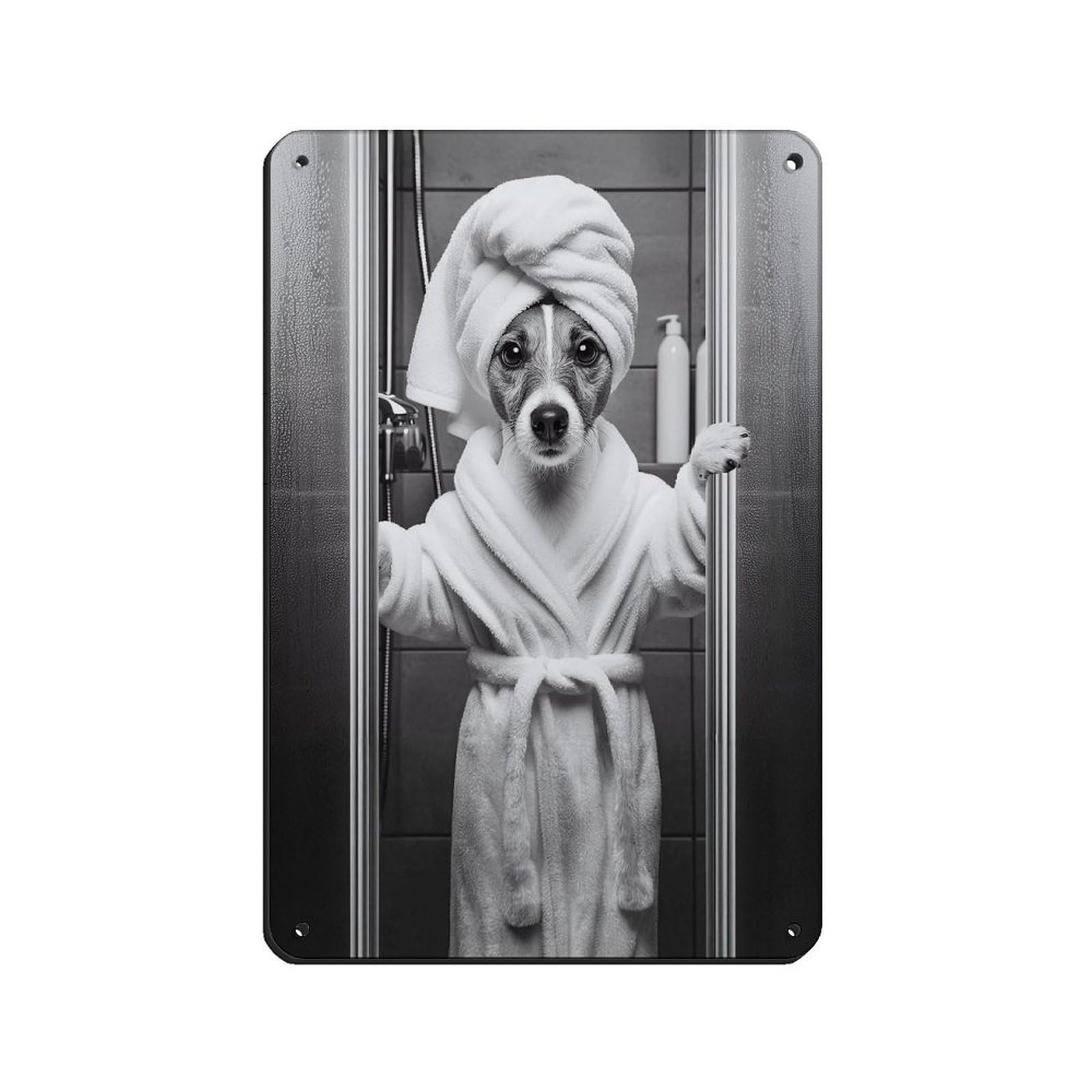 Lxwnze 20L X 30W Cm Jack Russell Terrier Bathroom Art Poster Tin Sign Vintage Metal Pub Club Cafe Bar Home Wall Art Decoration Poster Retro 8X12inch(20X30cm)