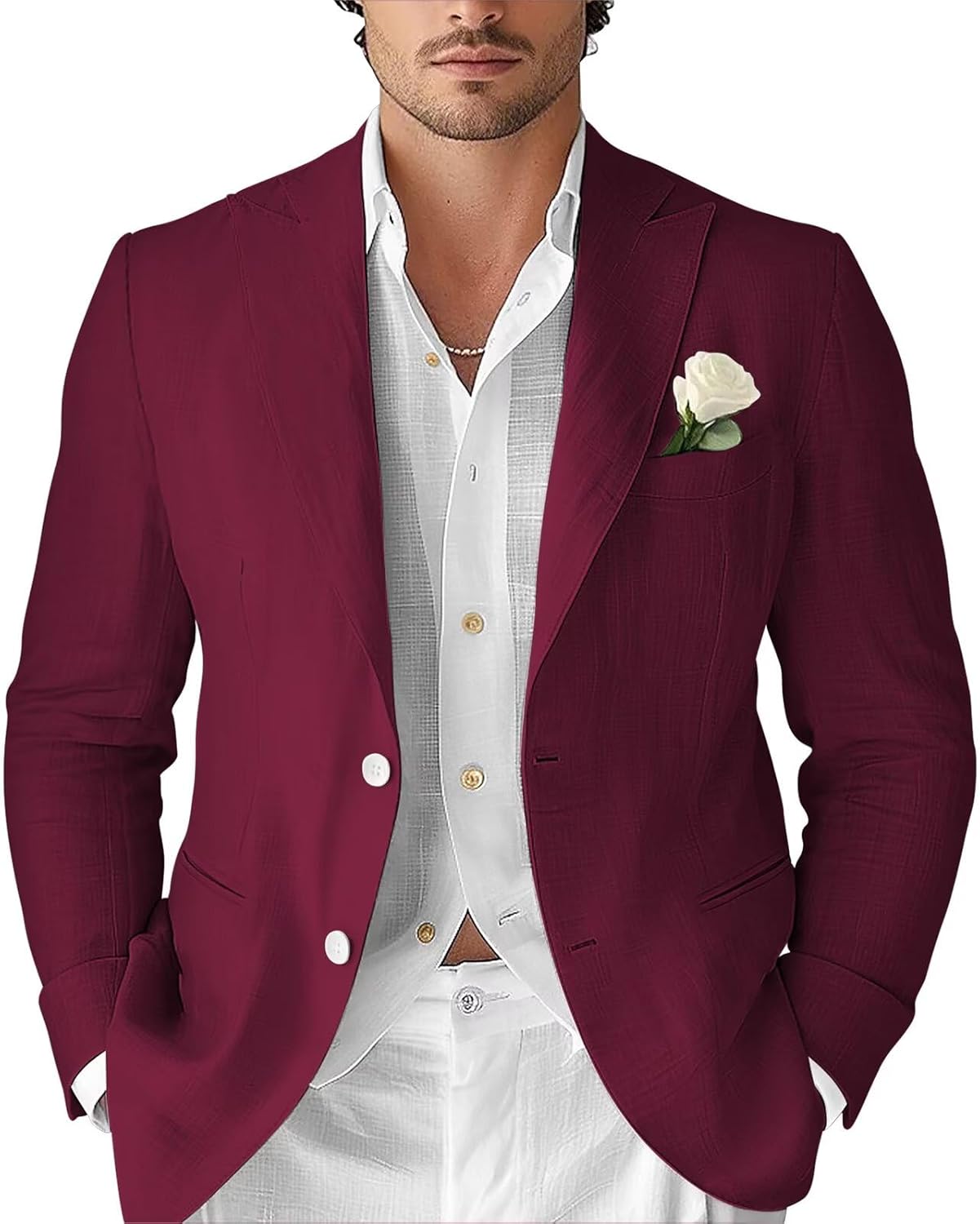 Men's Casual Linen Blazer Lightweight Sport Coat Regular Fit Formal Beach Wedding Groomsmen Jackets Suit 2026