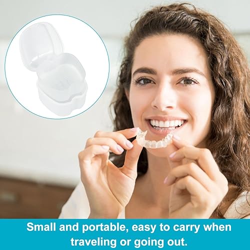 Miniatura 2 de SAEHAEYEE Estuche de dentadura para dentadura postiza, caja de almacenamiento de dientes falsos con cesta de enjuague, caja de almacenamiento