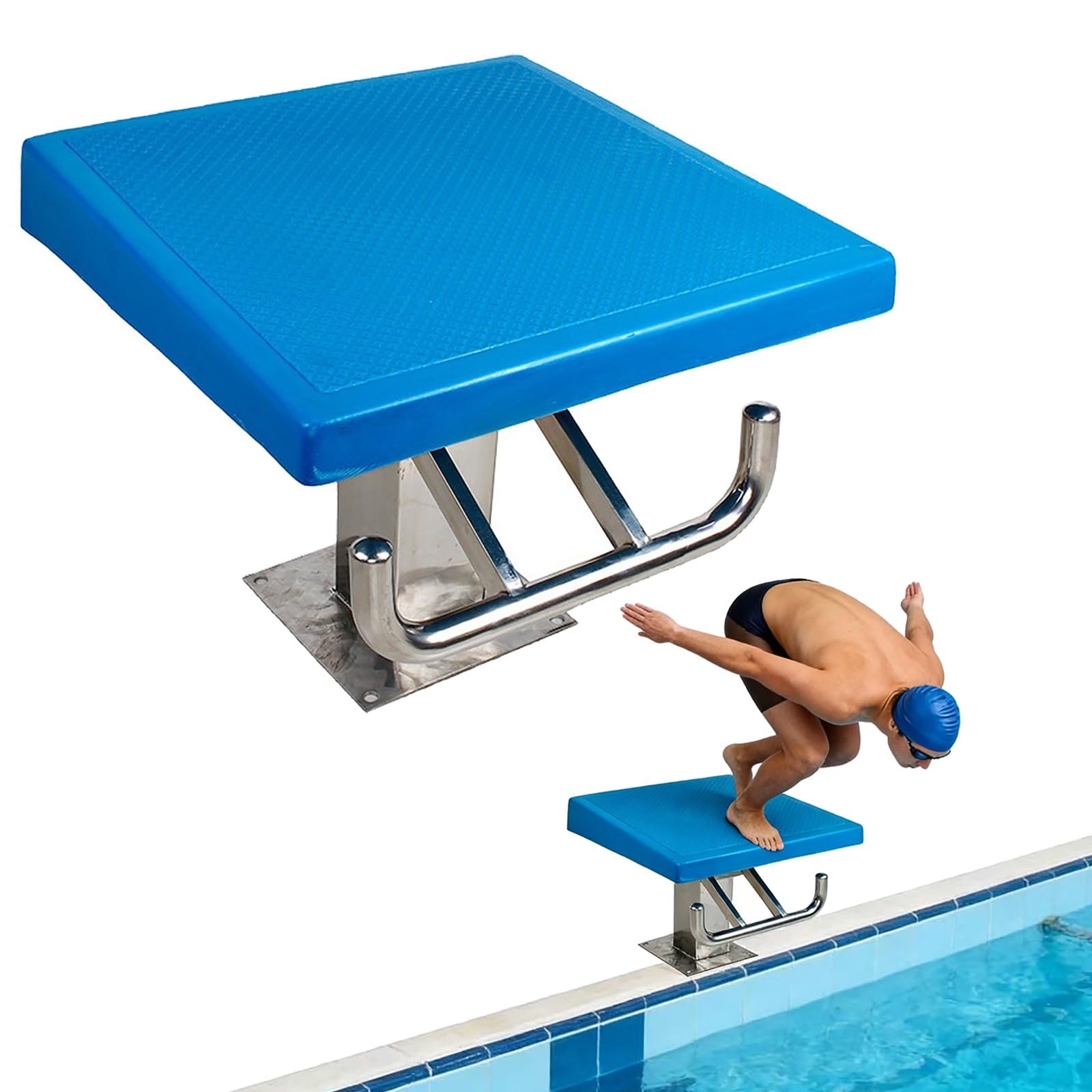 Bloc de démarrage de plongée pour piscine avec base en acier inoxydable