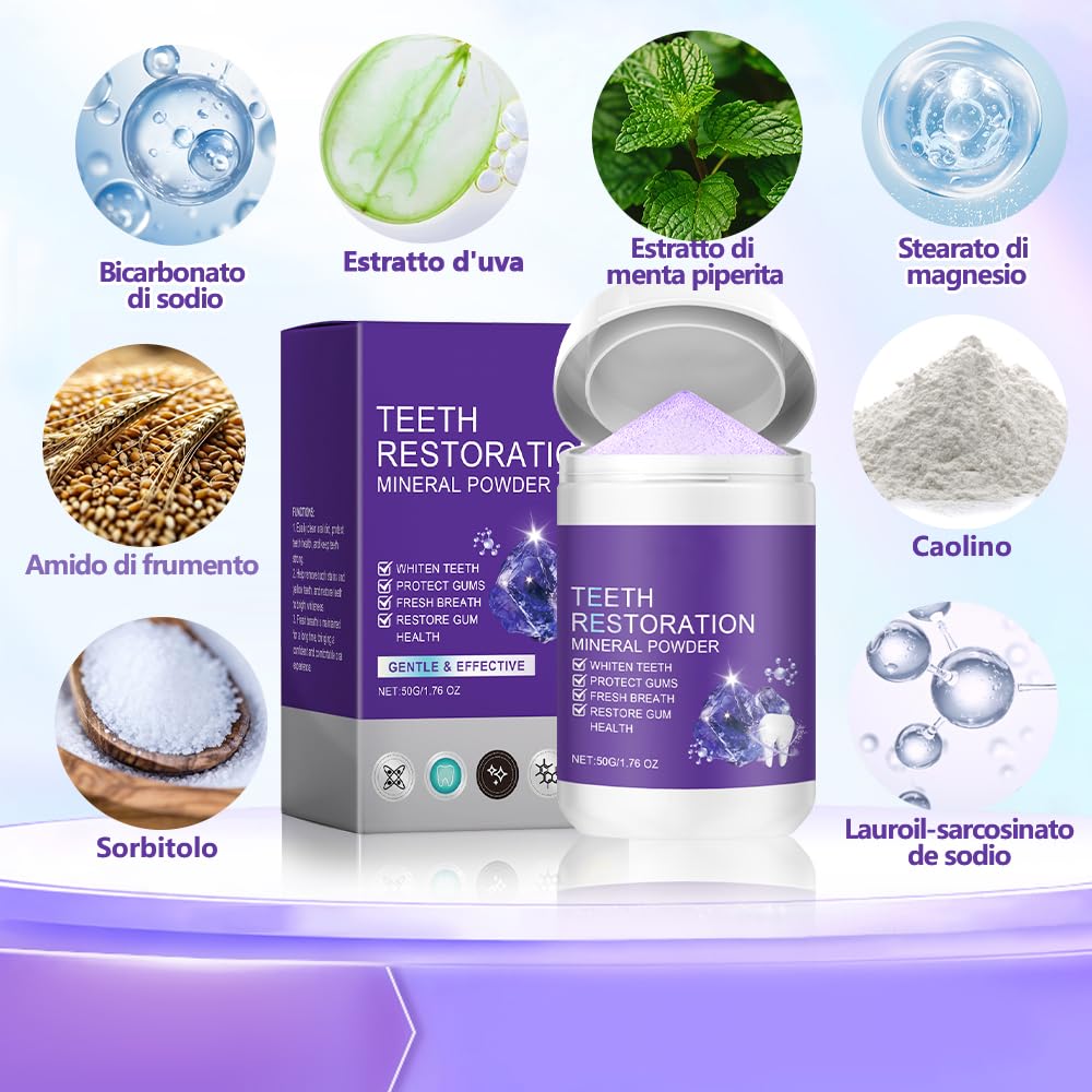 Polvere Sbiancante Denti,Dentifricio Sbiancante Professionale,Sicuro per lo Smalto,Pulizia Profonda e Sbiancamento Denti,Rimuove Macchie e Freschezza Orale