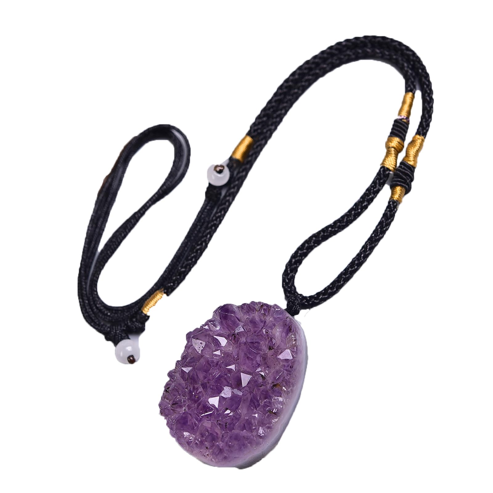 Hhhxkkuo Natural Uruguayan Amethyst Cluster Raw Stone Pendant Teardrop Crystal Necklace Charm Deep Purple Healing Energy Jewelry Unique Spiritual Gift