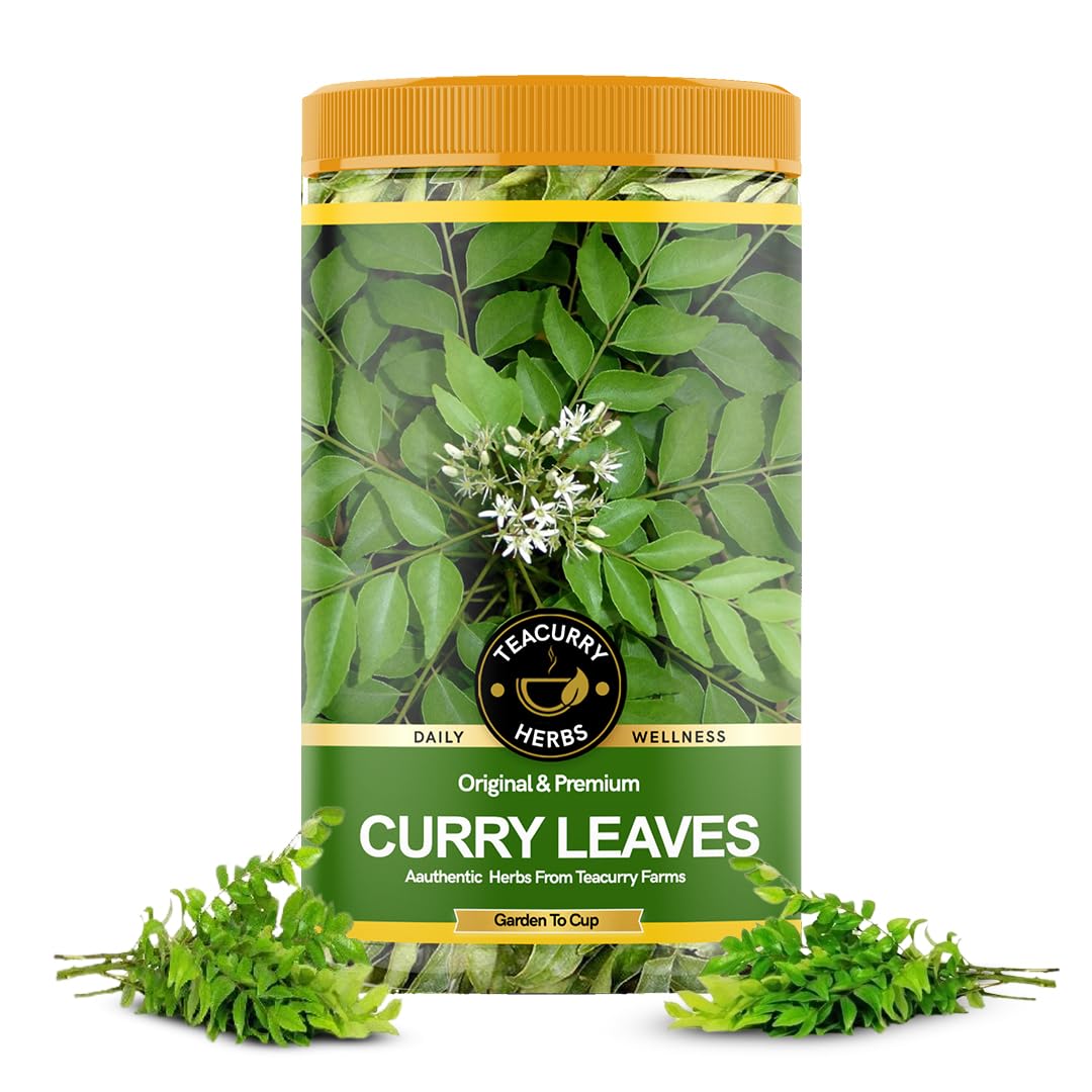 TEACURRY Organic Curry Leaves (30 Gram) - Naturally Air Dried Kari Patta Leaves to Support with Skin and Hair Wellness - Raw from Tamil Nadu