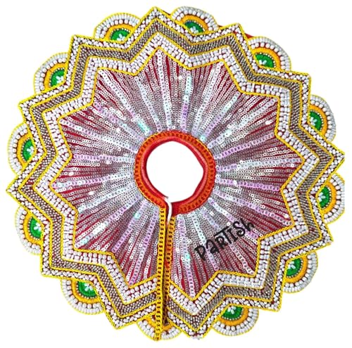Image of Partish Laddu Gopal Heavy Dress for Janmashtmi with Mukut and Patka l Ladoo Gopal Dress l Bal Gopal l Kanha Ji Thakur Ji Heavy Dress (Size 2, Red)