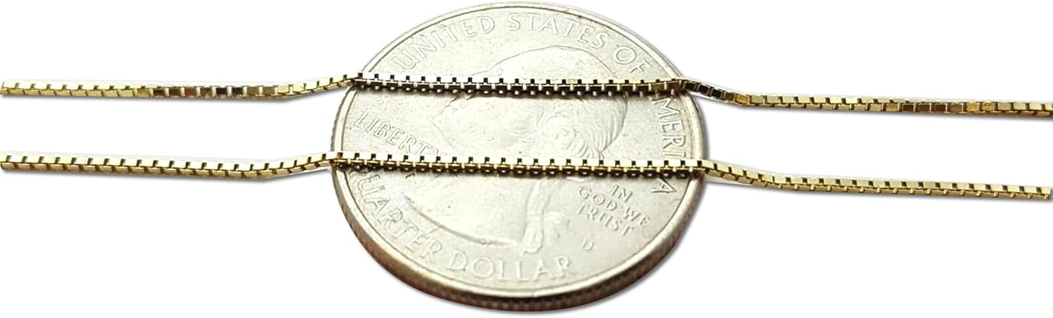 Box Chain Necklace for Women | 14K Gold-Plated 0.8mm Thin Box Chain Necklace | Women's Jewelry Gifts for Her - Image 4