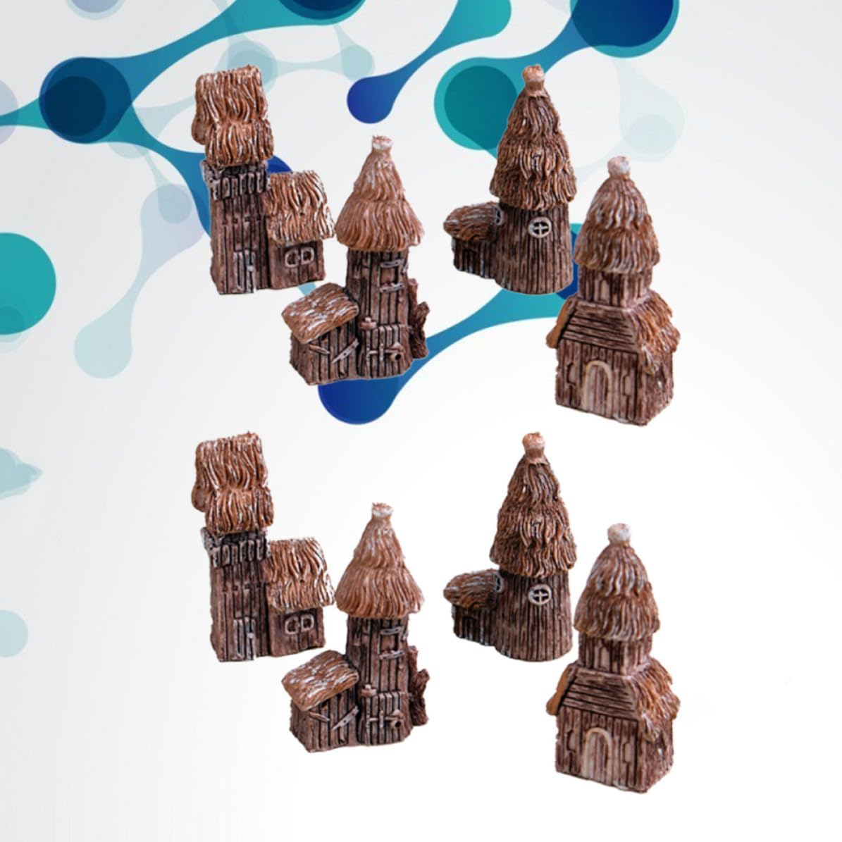8pcs Castle Shaped Desktop Ornament Resin Chic Micro Landscape Decor | Flower and Succulent Displays, Home and Office Use, Tabletop Craft Accent, Basin Plant Supply