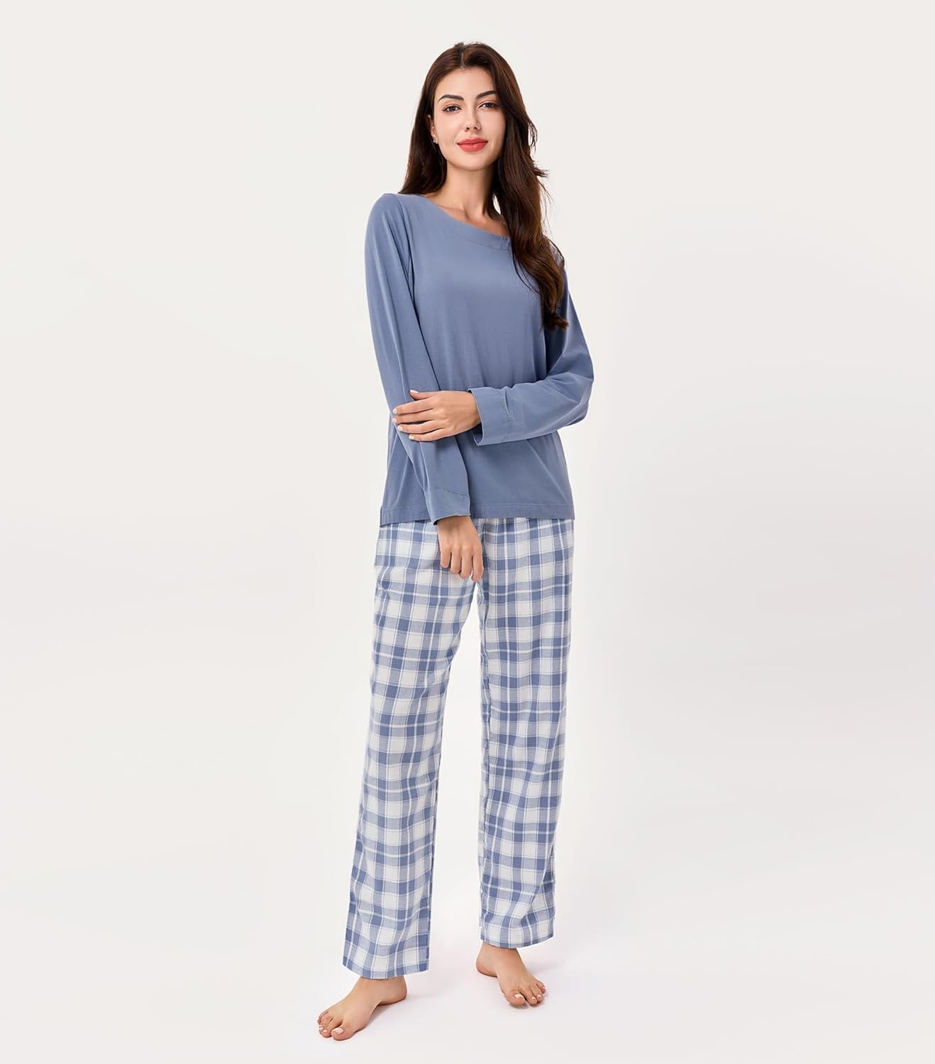DAVID ARCHY 100% Cotton Pajamas Sets for Women Soft Flannel Lounge Sets for Women Long Sleeve Pjs Loungewear Sleepwear Comfy - Image 4