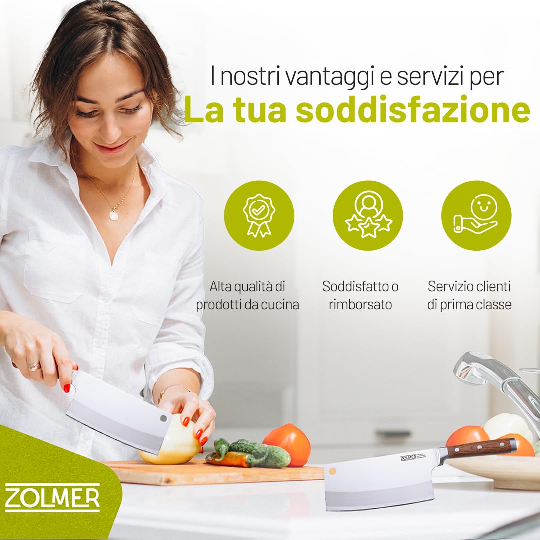 Cuchillo de cocina de acero inoxidable - Cuchillo de cocina chino para carne y huesos - Cuchillo japonés profesional con mango de madera - Robusto cuchillo de cocina para profesionales