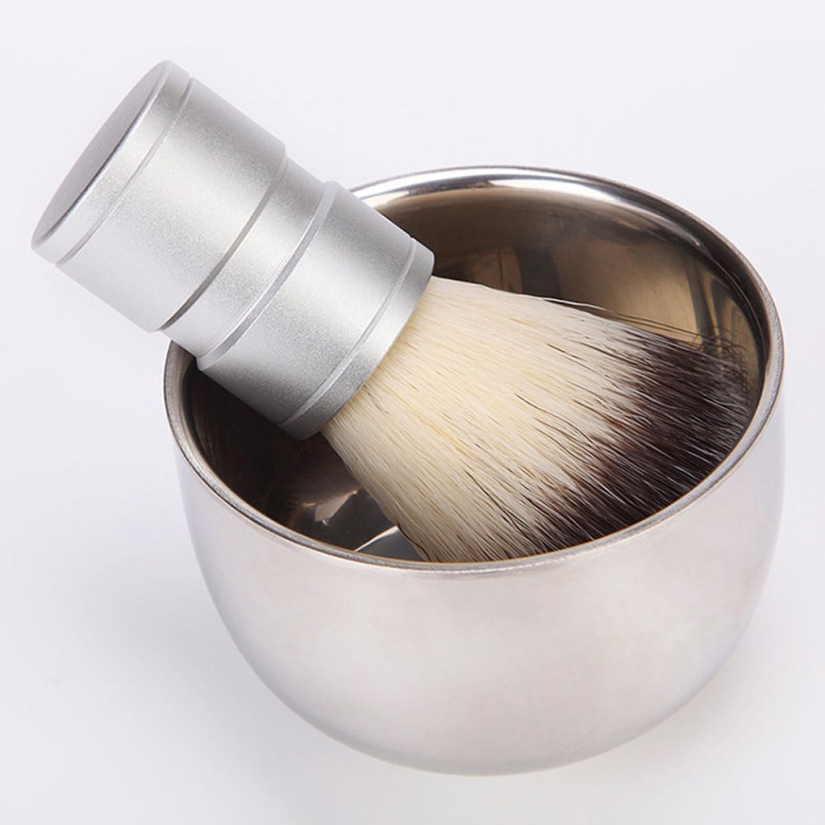 Men’s Stainless Steel Shaving Foam Bowl with Shaving Cream Container Foaming Soap Bowl Accessory for Barber and Home Use
