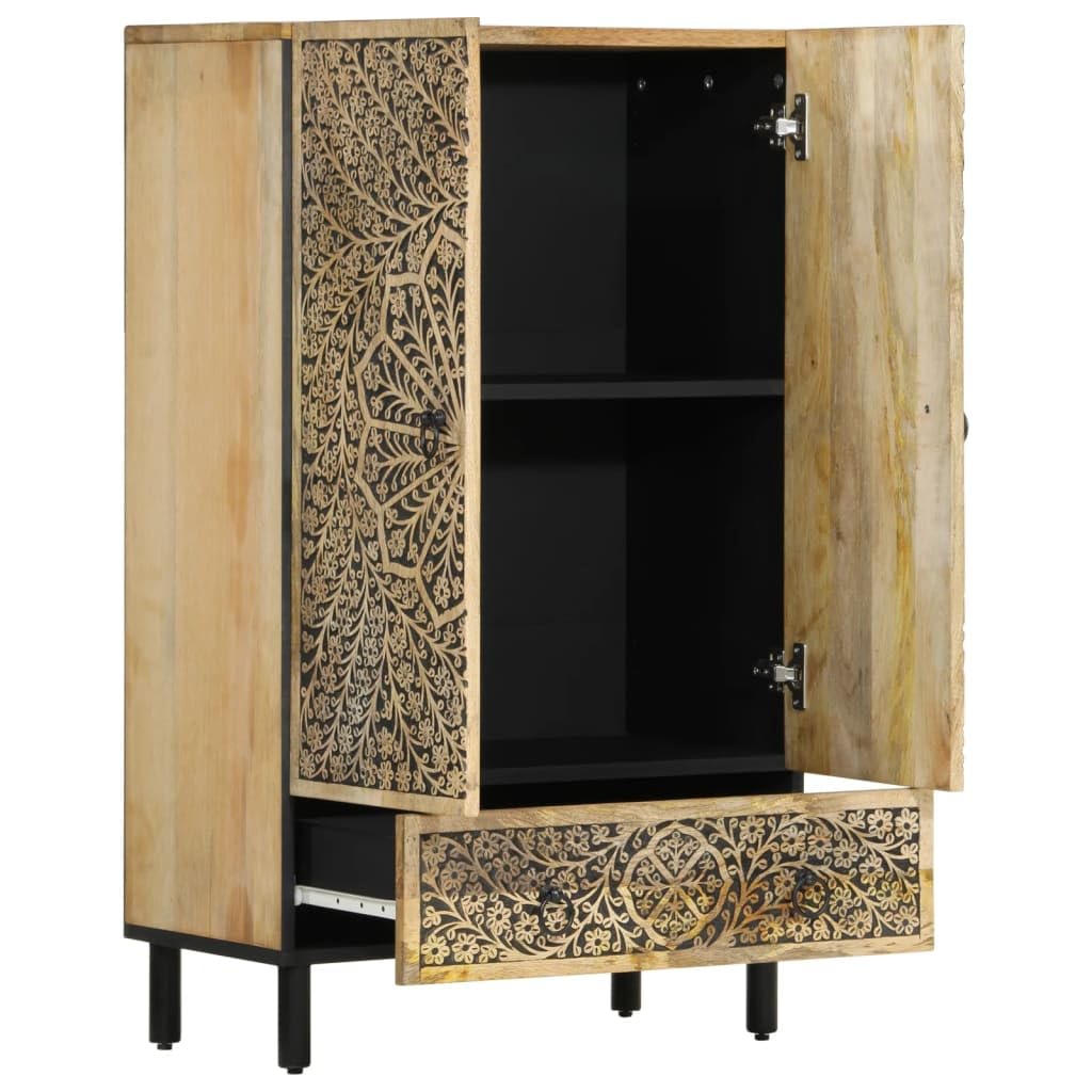vidaXL Aparador Alto, Alacena Auxiliar Decorativa con Almacenaje, Armario Consola de Buffet, Mueble para Salón Hogar, Madera Maciza de Mango