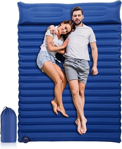 Aukivon Almohadilla de dormir doble de 77 x 55 pulgadas, almohadilla de dormir para acampar para 2 personas, alfombrilla de dormir ultraligera para