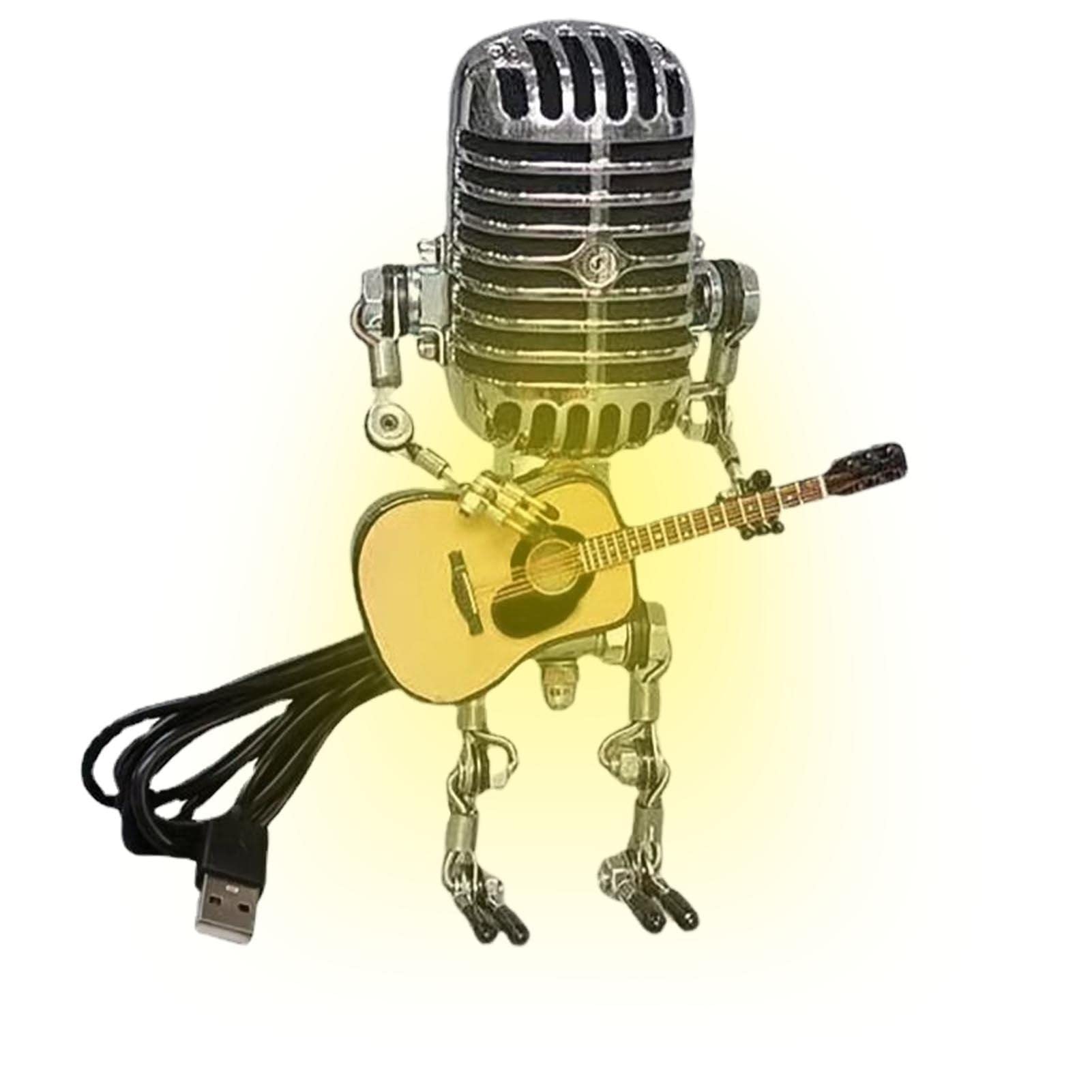 Women's Turmeric Steampunk Table Lamp - Standable Vintage Microphone Guitar Robot Table Lamp Led Bulbs | Steampunk Lovers, Men, Boys, Girls, Rock Lovers