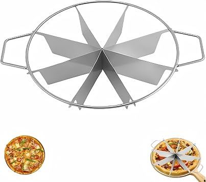 8-Slice Stainless Steel Pie Cutter Press, Circle Pie Cutter with Side Handles, Non Stick Pie Cutting Divider, Creates Beautifully Uniform Slices of 8 Pie