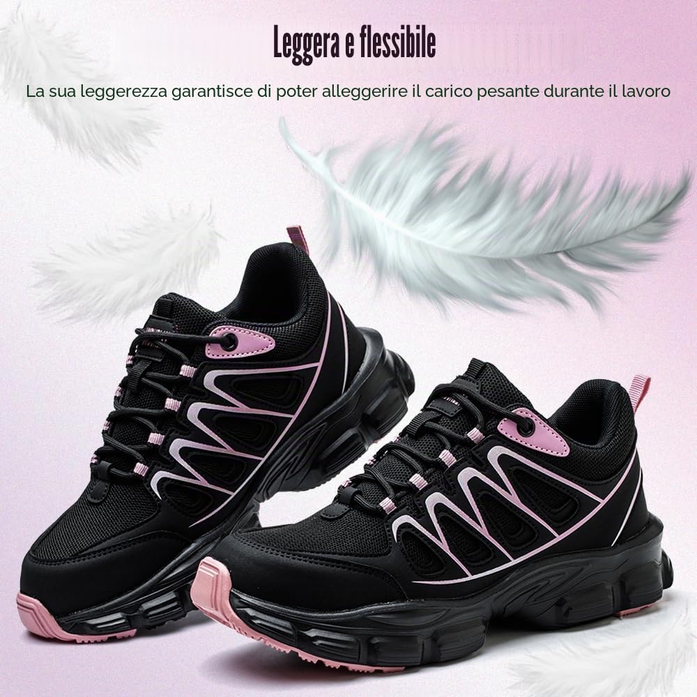 Scarpe Antinfortunistiche Donna Scarpe da Lavoro Leggere con Punta in Acciaio Traspiranti Scarpe Sicurezza Comode