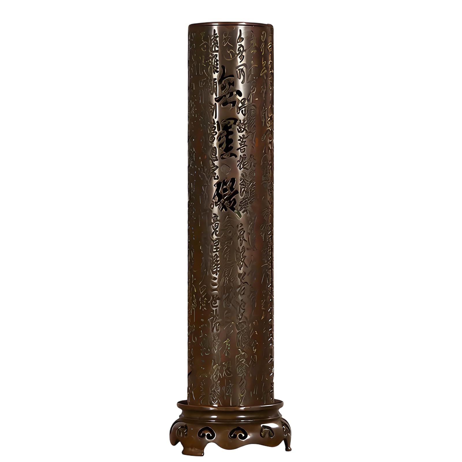 Tsophreniq Multipurpose Heart Sutras Engraving Incenses Holder Antique Metal Hollow Vertical Cylinder Incenses Burners Censers Gift Vertical Scented Stove