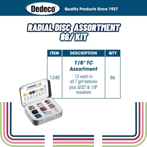 Miniatura 6 de Dedeco Sunburst - Discos de cerdas radiales curvados de 78 pulgadas, eje de 116 pulgadas, kit surtido, 86 piezas en total para limpieza de