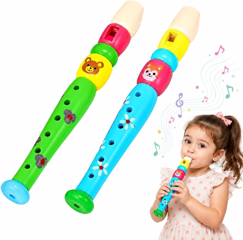 Six-Hole Rectangular Flute Wooden Toy Recorder for Toddlers Early Music Education Kids Flute Instrument 7.87In Lightweight Sound Toy