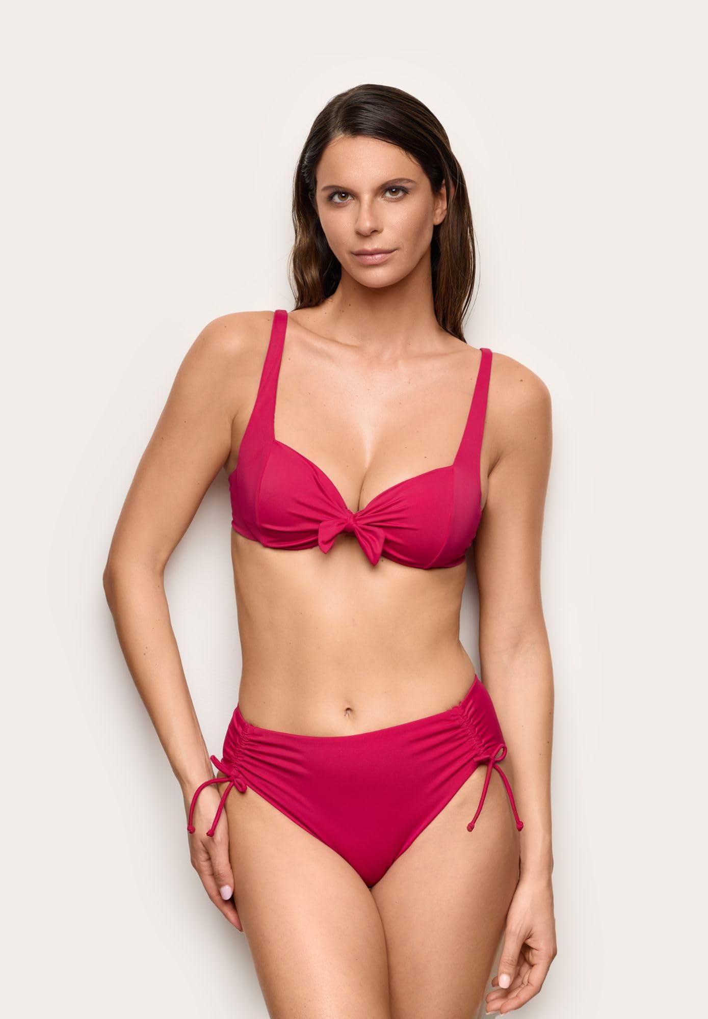 YAMAMAY - Bikini Parte Alta, Modello Balconcino con Ferretto, Donna, Essentials, Magenta, monocromo
