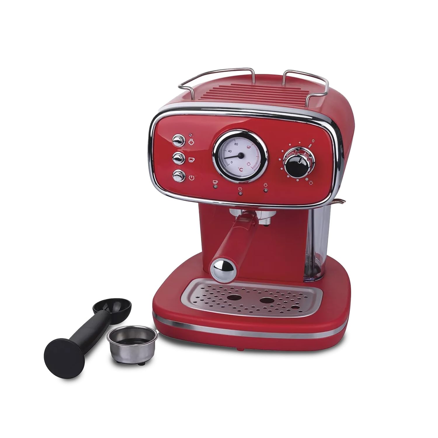 Avilia - Macchina Caffè Automatica 1100 W per Espresso e Cappuccino con Lancia Vapore, Compatibile con Cialde e Caffè Macinato, Serbatoio Rimovibile 1,2 L, Pressione 15 Bar