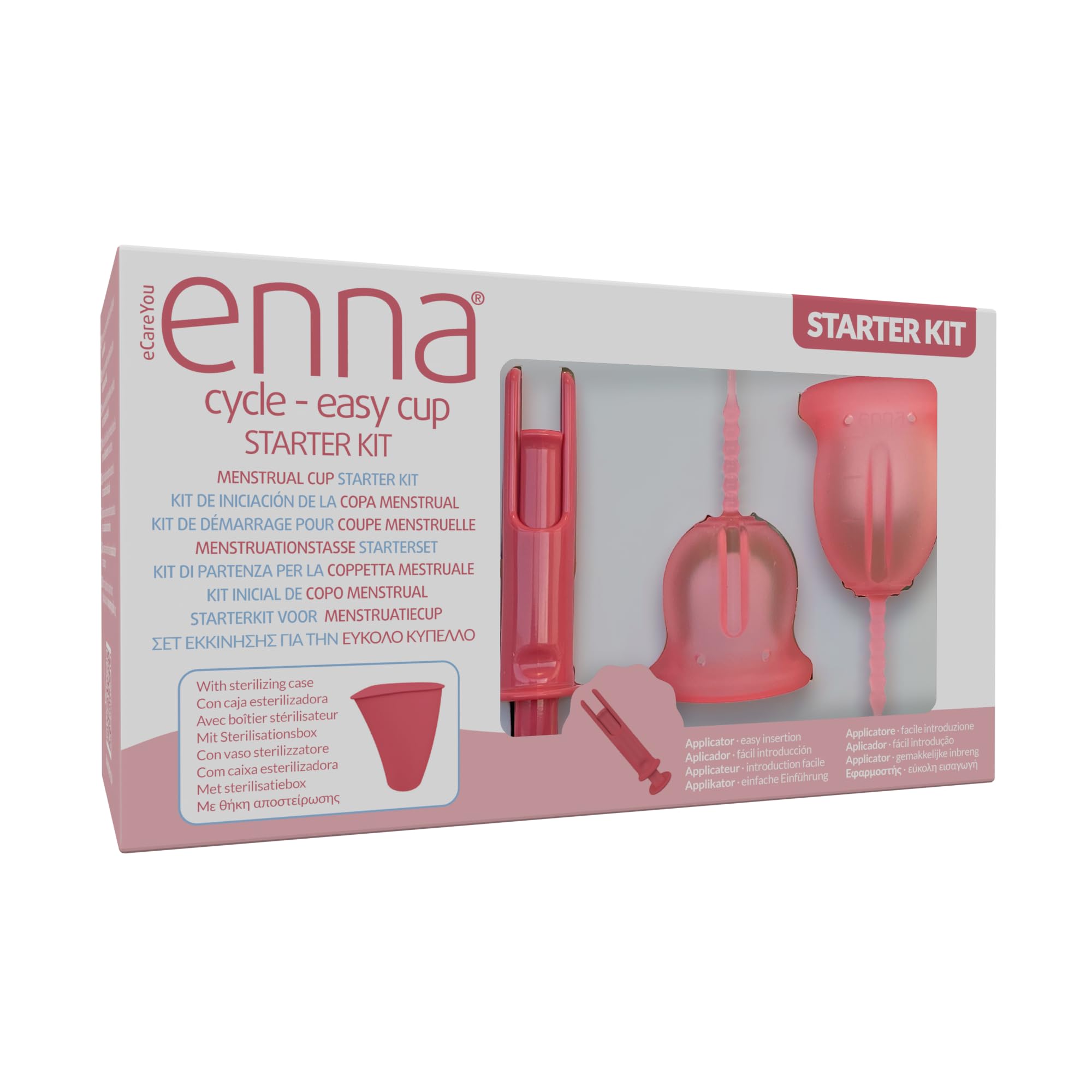 Enna Cycle Starter Set Easy 2 kubki menstruacyjne + aplikator + sterylizator i pudełko transportowe + Anenna Moisturizing