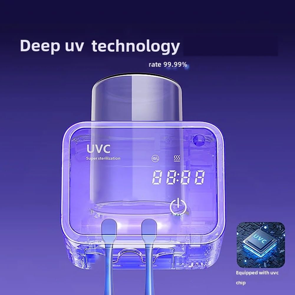 Pantalla LED inteligente UV esterilizador para cepillo de dientes secador recargable montado en la pared soporte para cepillos de dientes con accesorios de baño, práctico organizador para artículos
