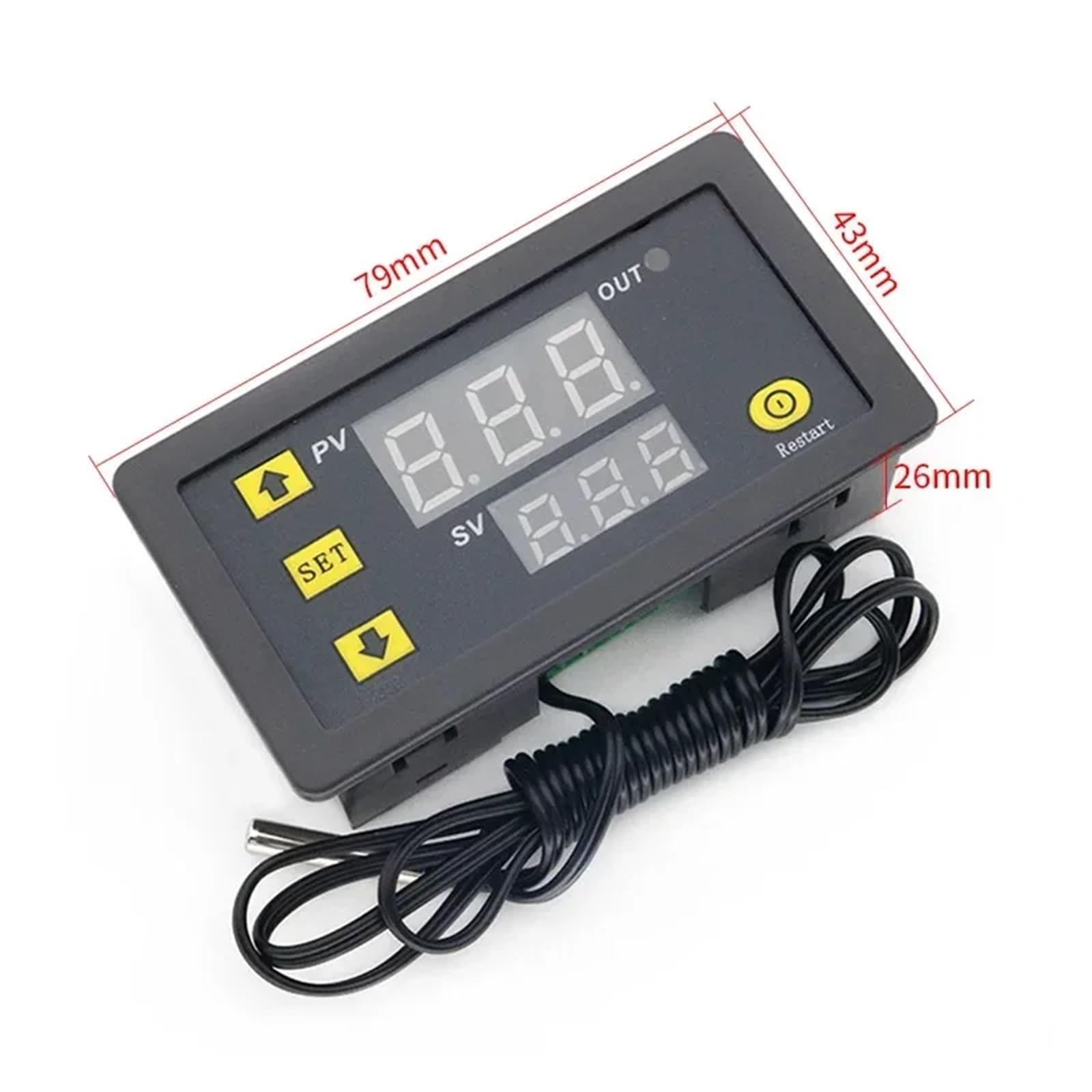 W3230 Mini regolatore di temperatura digitale 12V 24V 220V termostato regolatore riscaldamento raffreddamento controllo termoregolatore con sensore(DC 12V)