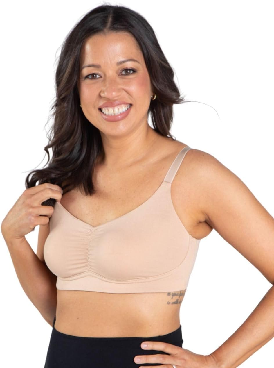 AnaOno Full Coverage Post-Surgery Bra - Medium Support Mastectomy Bras with Pocketed Cups for Lightweight Breast Forms