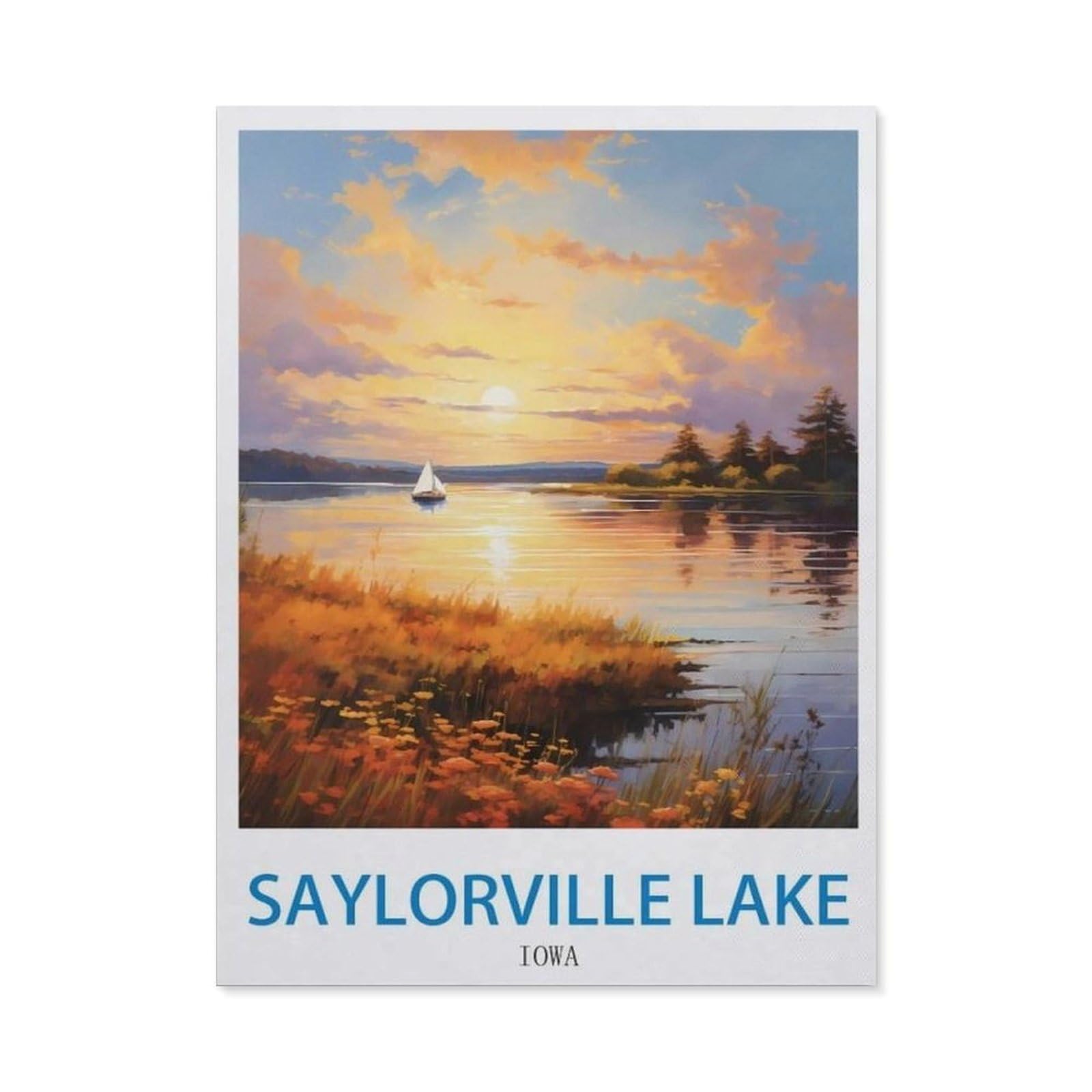 Metal Tin Sign，Saylorville Lake Iowa，Tin Sign Rustic Decor Cave Coffee Shop Bar Bedroom Home Wall Decor Tin Sign(15x30cm）6x12 inch-EE34