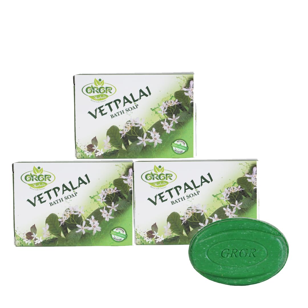 Vetpalai Herbal bath soap for psoriasis and itchy skin (pack of 3) -330gm with free natural bath scrub