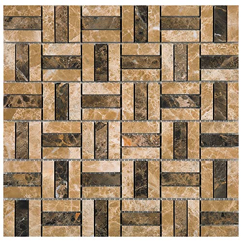 TEMPG-03 Basket Weave Crossing Stone Mosaic Tile...