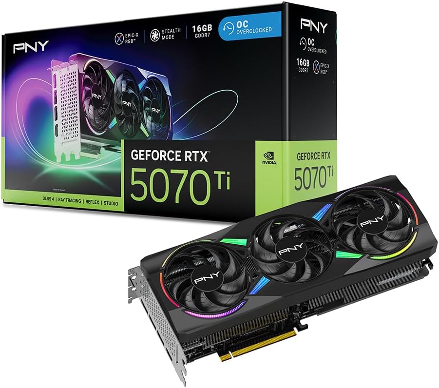 PNY GeForce RTX™ 5070Ti 16GB ARGB OC Triple Fan Graphics Card DLSS 4
