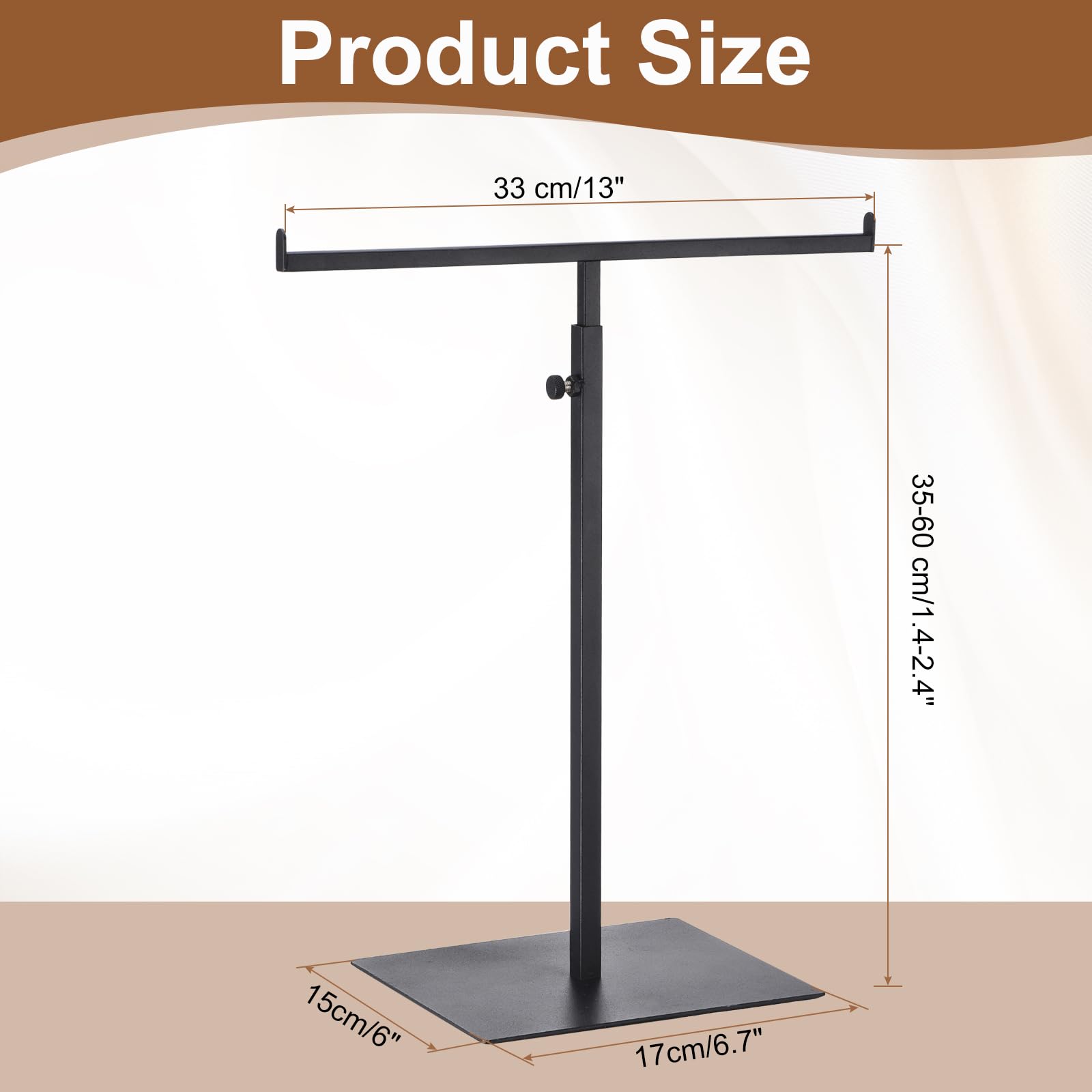 uxcell t Shaped Purse Display Stand Adjustable Handbag Rack Single Hook Holder, Black