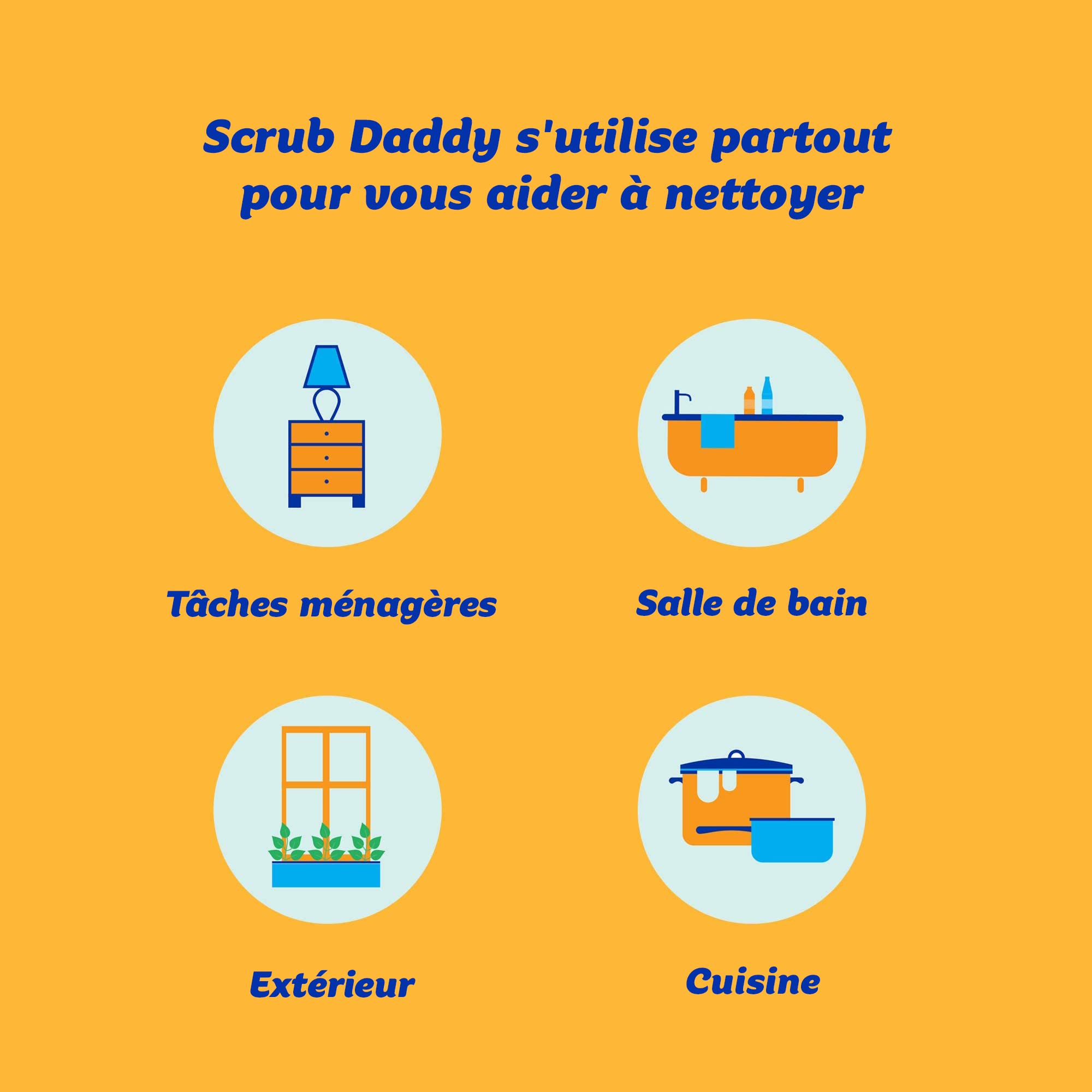 Scrub Daddy Original Éponge à Récurer Smiley Anti Rayure Antibactérienne Lot de 2 Jaune