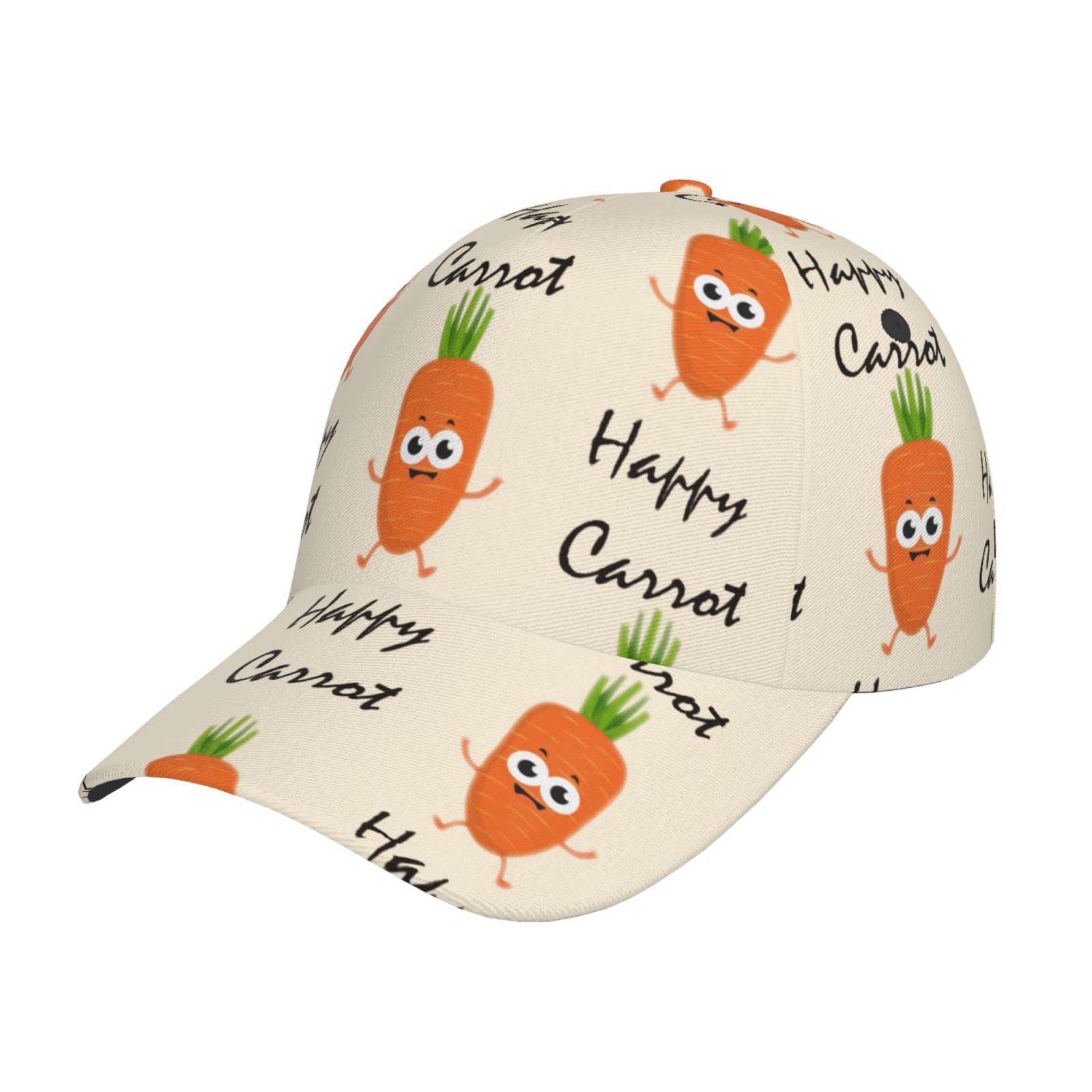 NEZIH Happy Carrot Print Unisex Snapback Washed Baseball Cap for Men Women - Adjustable Dad Bill Hat