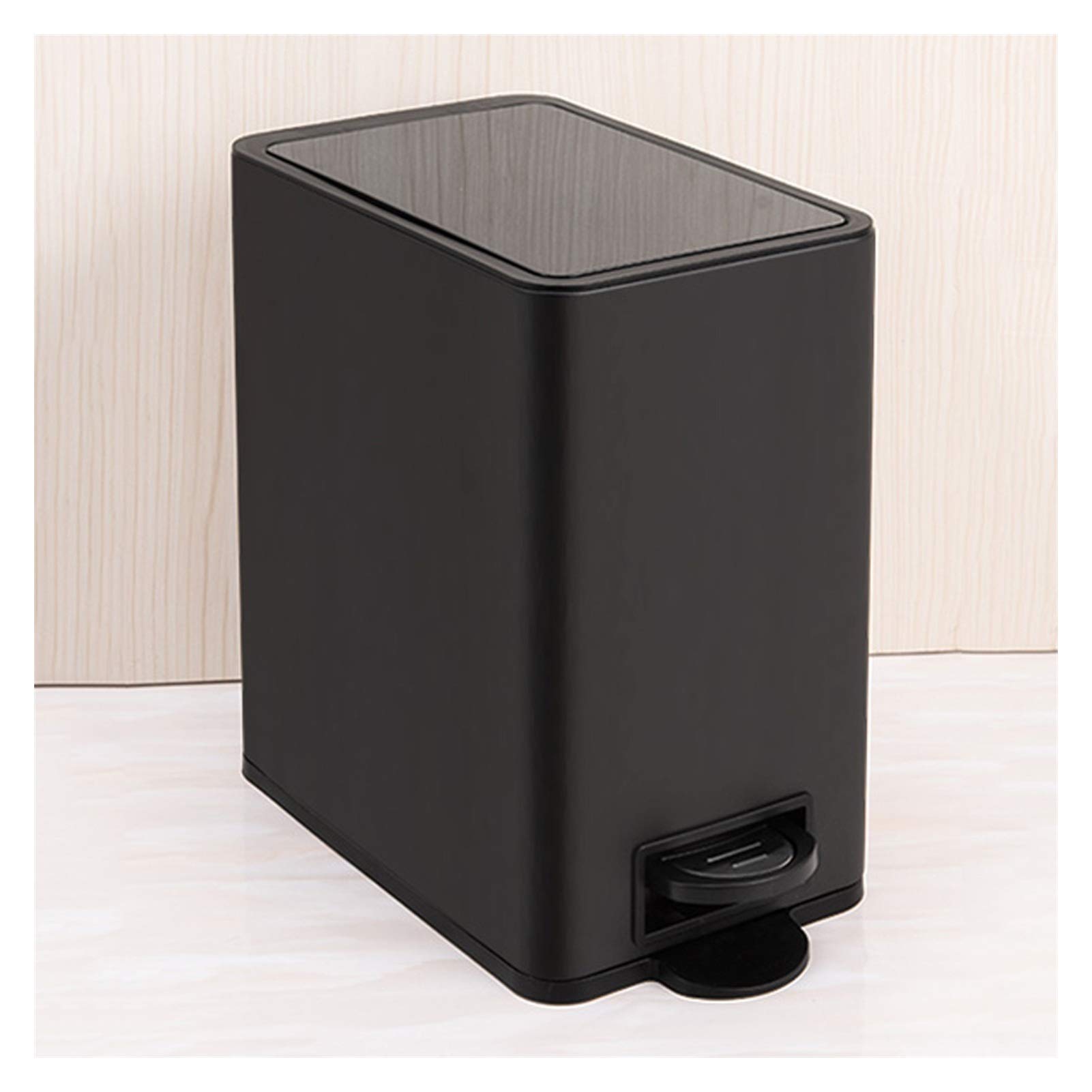 Sdydsge Black Bin， With Cover Simple And Stylish Narrow Garbage Bin, 10L/2.6 Gallon Kitchen Bathroom Bin/D