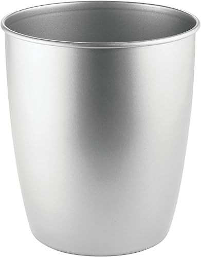 mDesign - Cubo de basura pequeño de metal redondo, contenedor de basura para baños, tocadores, cocinas, oficinas en el hogar. Hechos de acero