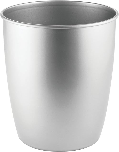 mDesign Wastebasket  Waste Paper Basket for Bathrooms, Bedrooms, Offices  Small Bathroom Bin for Waste and Rubbish  Chrome