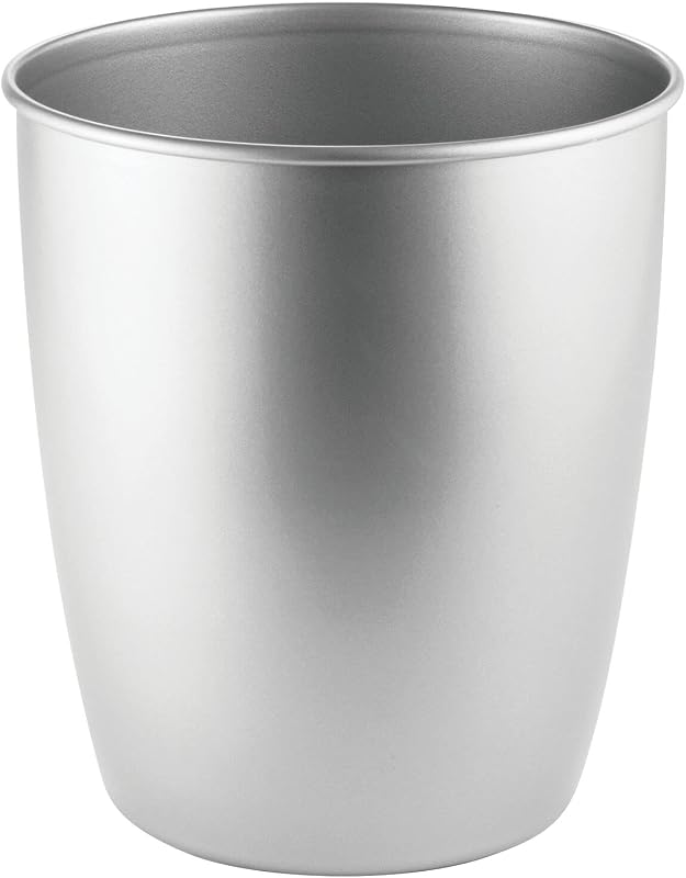 Pequeño cubo de basura redondo de acero – Papelera de 1,5 galones, contenedor de basura para baño, tocador, dormitorio, cocina, oficina en casa – Colección Hamill – Cromo