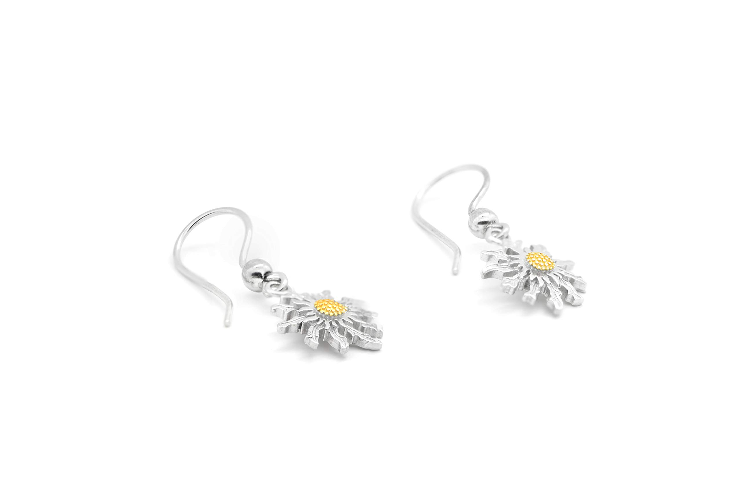 Pendientes bicolor de Plata 925 y Chapado Oro 3 micras 18k - Eguzkilore, Flor Vasca