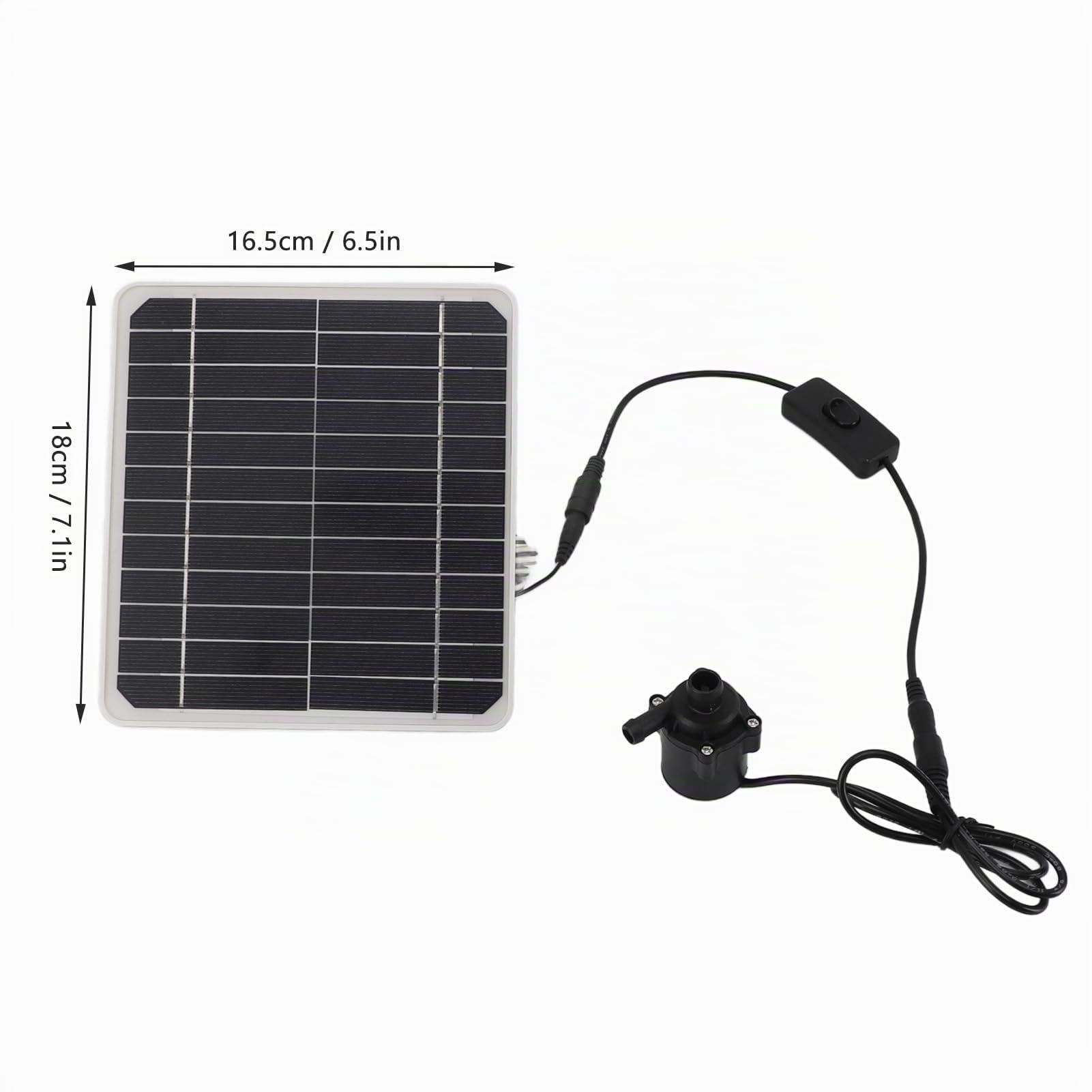 Solar-Wasserpumpen-Set, 12 V, 6 W, Solar-Brunnenpumpe für Vogelbad, Geräuscharmes Solar-Brunnen-Set für Teiche, Aquarien, 24-Stunden-Betrieb, Stromspeicherfunktion