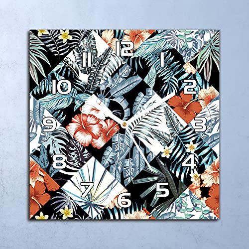 Horloge en Verre Sécurité Murale Fleurs De Patchwork 30x30 cm Fine Impression - 3