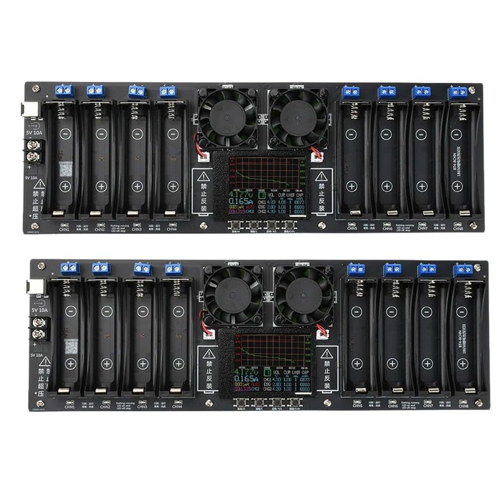 Xnuiasqe 2Pcs 8 Channel 18650 Battery Capacity Resistance Tester 3.7V Lithium Battery Capacity Tester Internal Resistance Tester