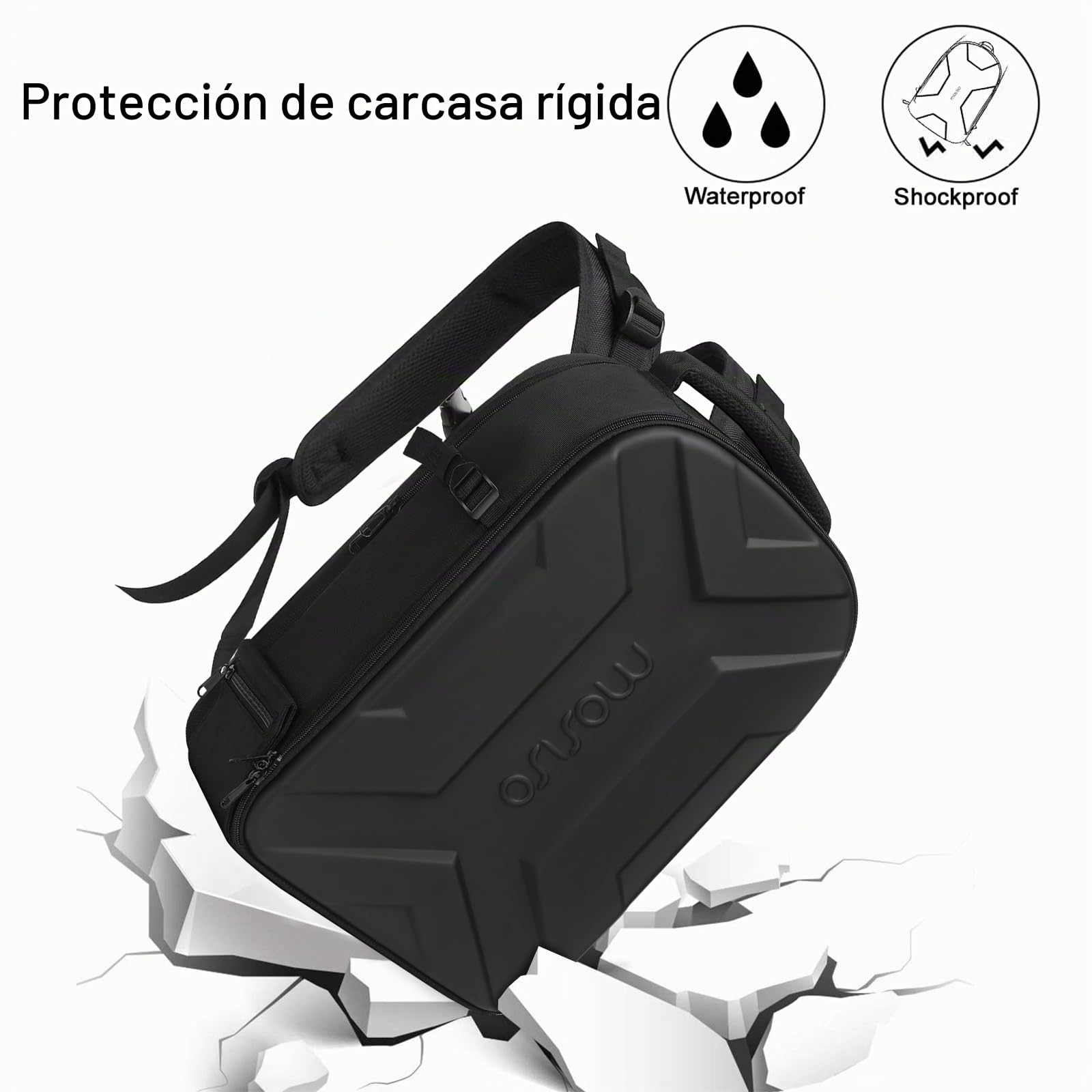 MOSISO Mochila Cámara, DSLR/SLR/Mirrorless Foto Bolsa Cámara Impermeable Artístico Geométrico Carcasa con Soporte Trípode&15-16 Pulgadas Compartimento Portátil Para Canon/Nikon/Sony,Negro