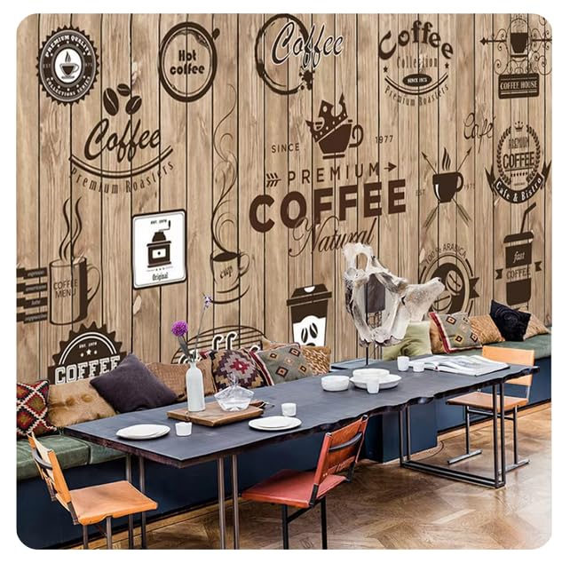 Papier peint mural 3D grain de bois nostalgique panoramique 350x256