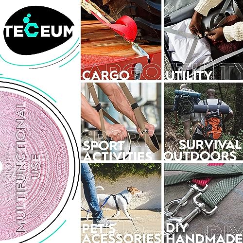 Image of TECEUM 3 /4 inch & 5 /8 inch & 1 inch & 1.5 inch & 2 inch Webbing - 10 25 50 Yards - 40+ Colors - Heavy Duty 1 Inch 1.5 Inch 2 Inch Backpack Straps - Webbing for Outdoors Indoors Crafting DIY