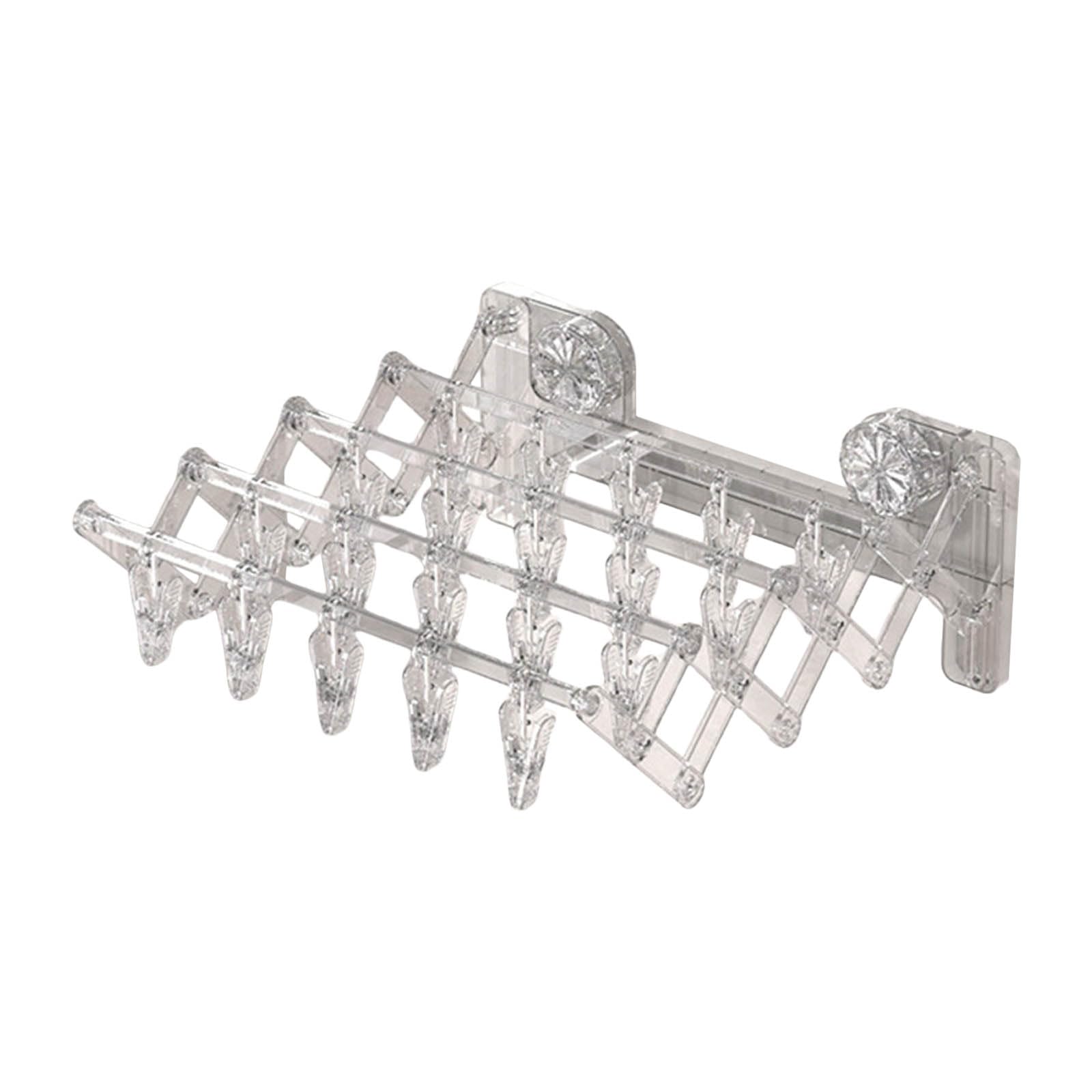 carotoe Space Saving Foldable Sock Drying Rack Space Efficient Suction Cup Sock Organizers Drying Shelves for Laundry Rooms Balcony Laundry Organizers
